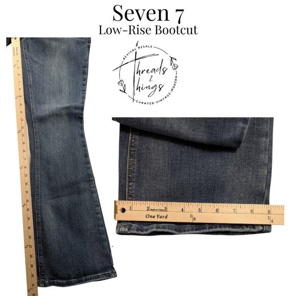 Seven 7 Jeans Womens 10 Medium Wash Denim Bootcut Low-rise Stud Pocket Y2k Rodeo - Picture 9 of 11